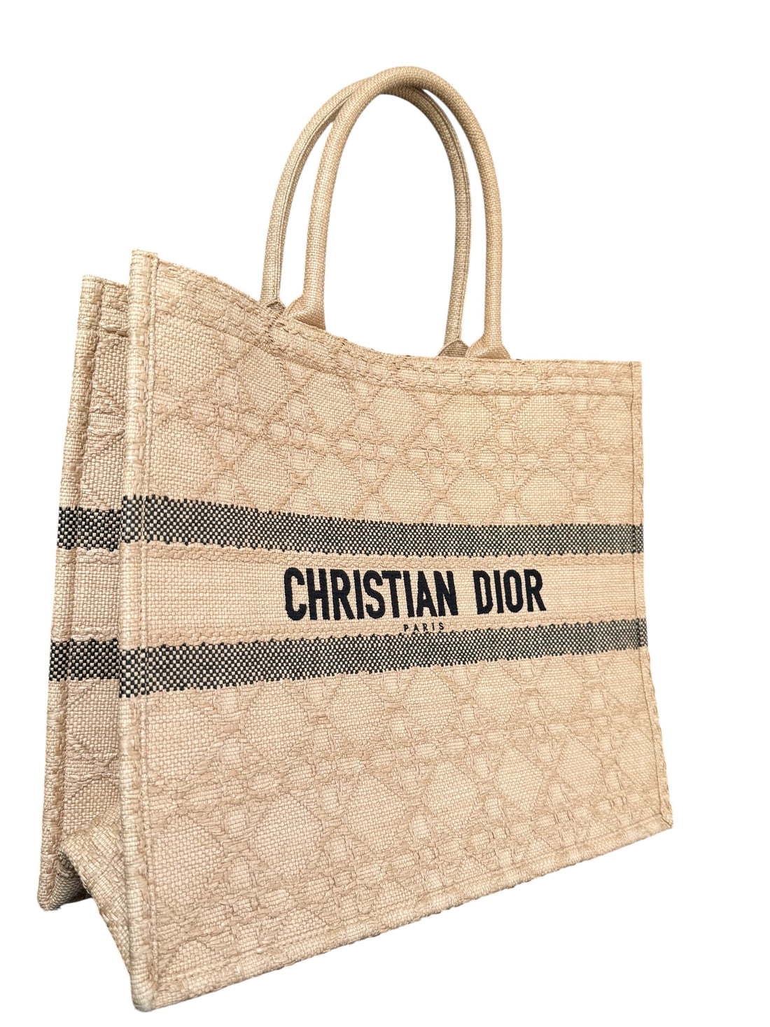 Dior Book Tote Bag aus Cannage Raffiabast in Naturfarbe Grösse L