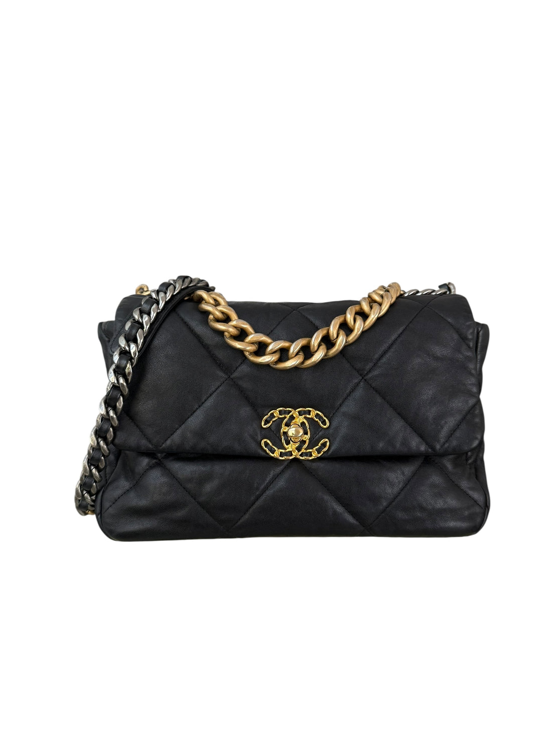 Chanel 19 aus schwarzem Lammleder Medium