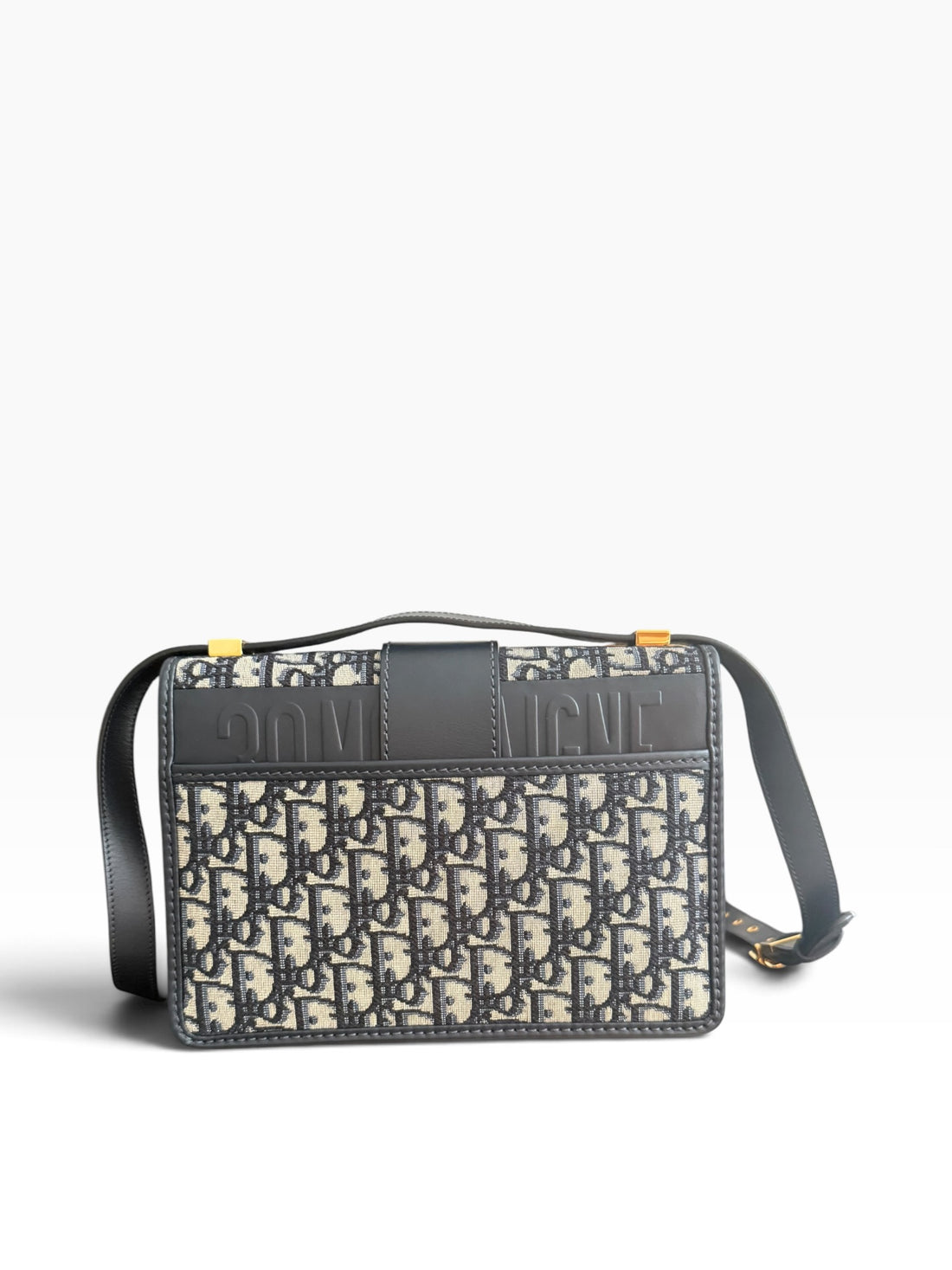 Sac 30 Montaigne Christian Dior en jacquard Oblique bleu.