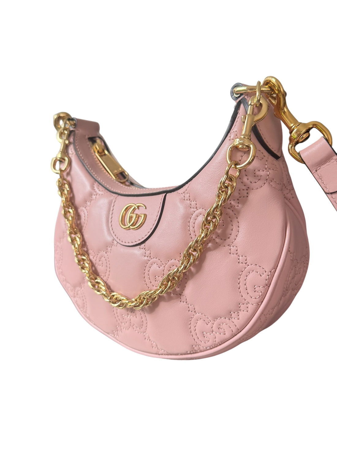 Gucci Mini Schultertasche aus GG Matelasse mit abnehmbarem und verstellbarem Schulterriemen.