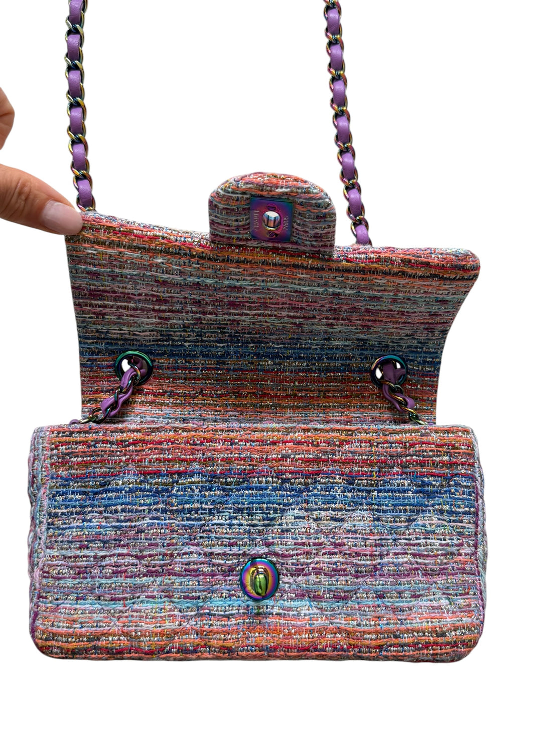 Chanel Classic Mini Rectangular aus der Kollektion 2020 aus Tweed. Multicolor - Mehrfarbig.