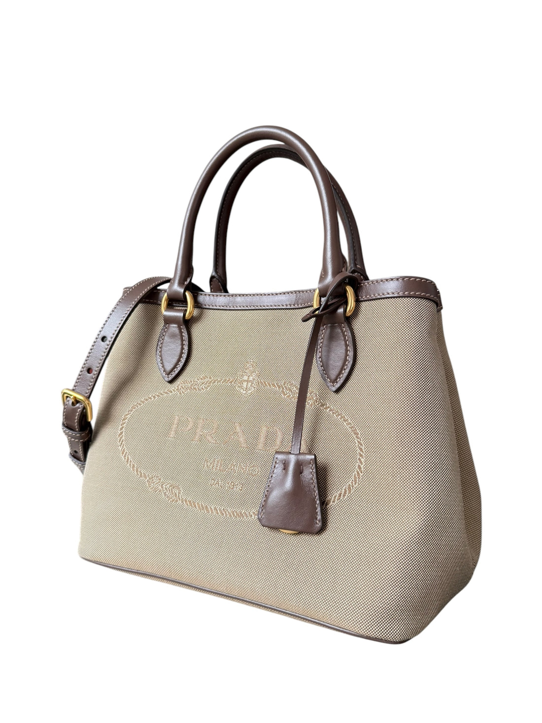Prada Logo Jaquard Beige Canvas