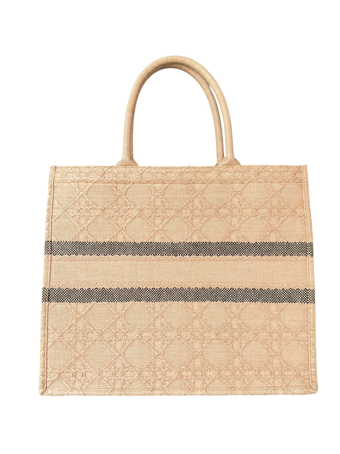 Dior Book Tote Bag aus Cannage Raffiabast in Naturfarbe Grösse L