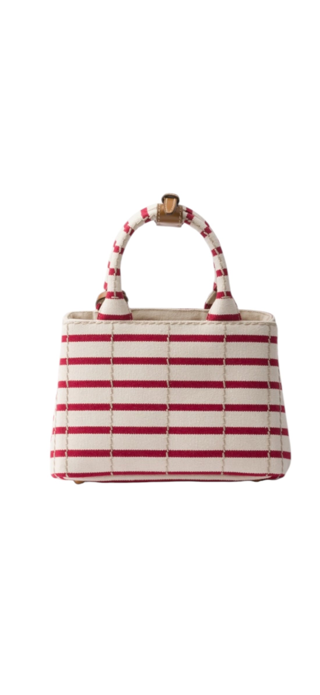 Prada Jardinière Tasche aus gestreiftem Baumwollcanvas mit abnehmbaren und verstellbaren Schulterriemen