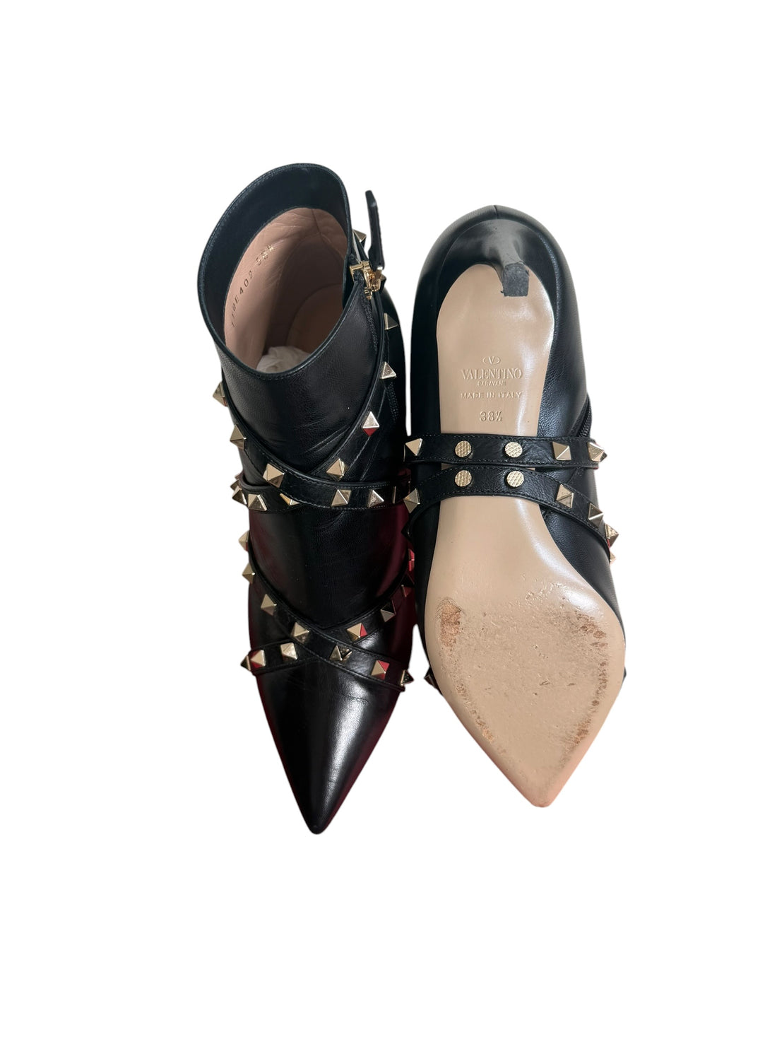 Valentino Stiefeletten Rockstud Grösse 38 1/2 aus schwarzem Leder und Nieten