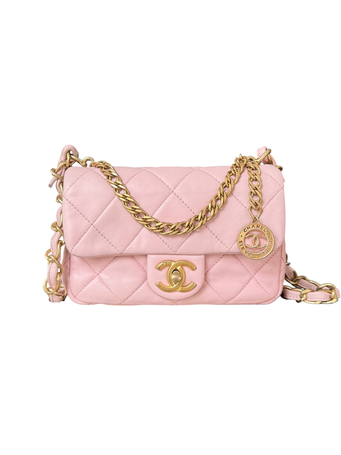 Chanel Timeless Mini Rectangular in der Farbe rosa. Lammleder