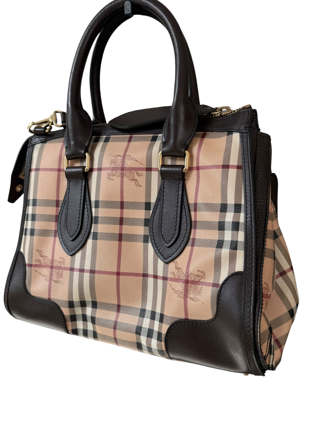 Klassische Burberry Haymarket Check Coated Canvas Gladstone Bag