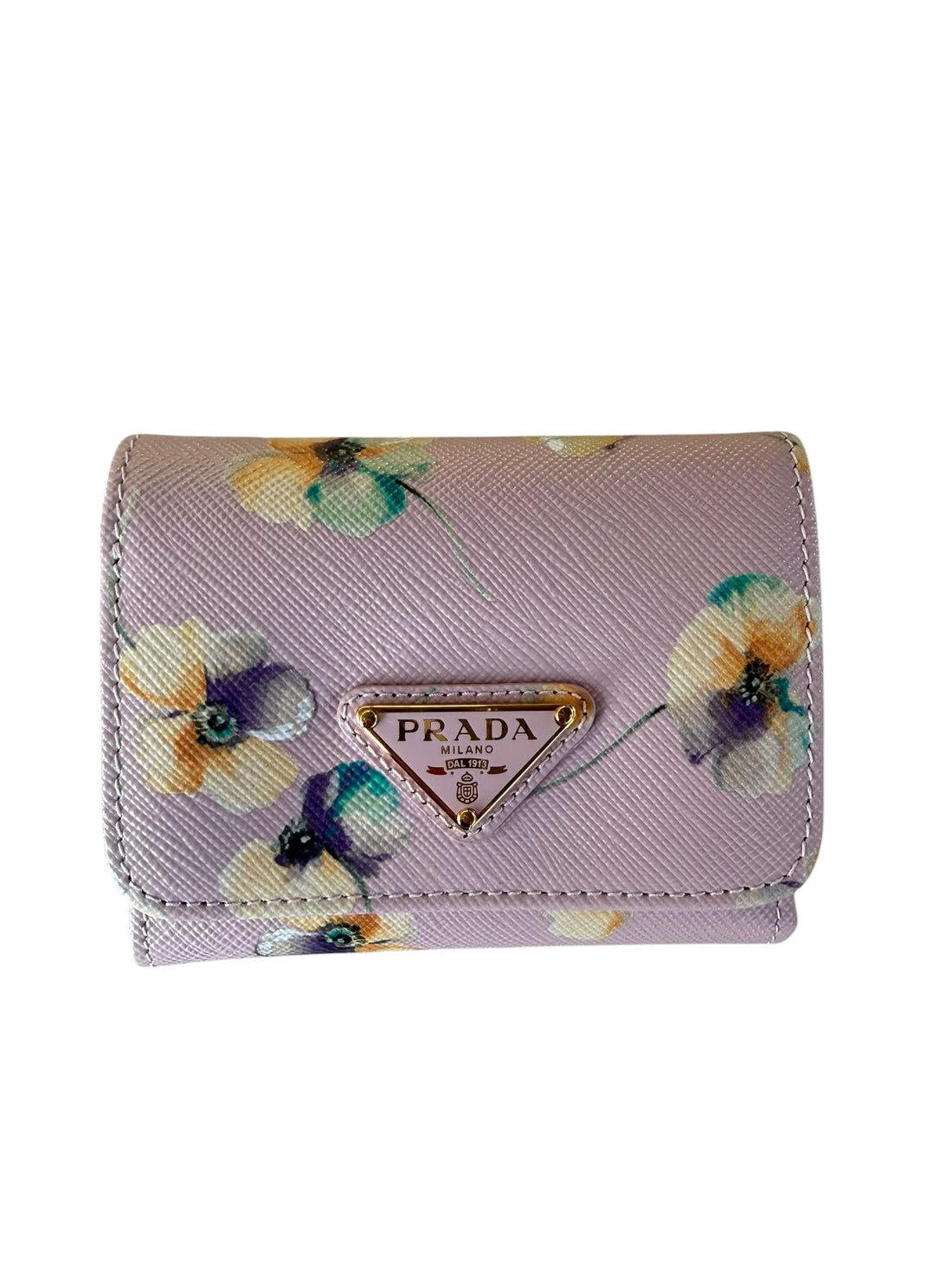 Prada Portemonnaie aus Saffiano Leder mit zartem Blumenmuster