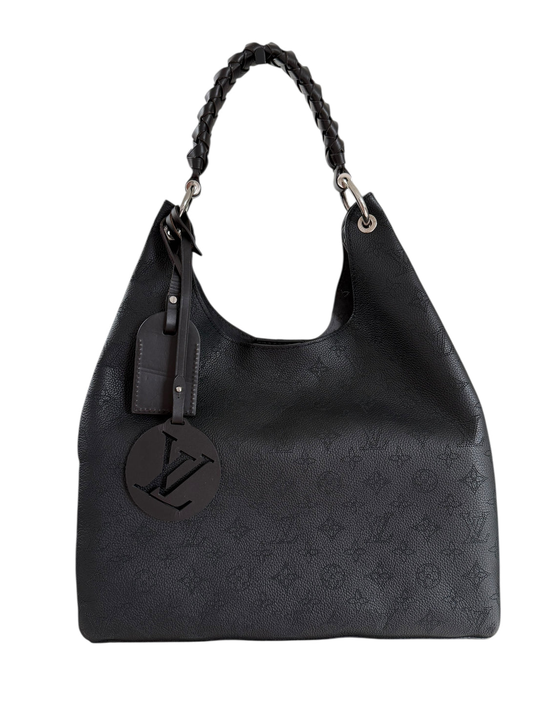 Louis Vuitton Carmel aus schwarzem perforiertem weichem Mahina Leder
