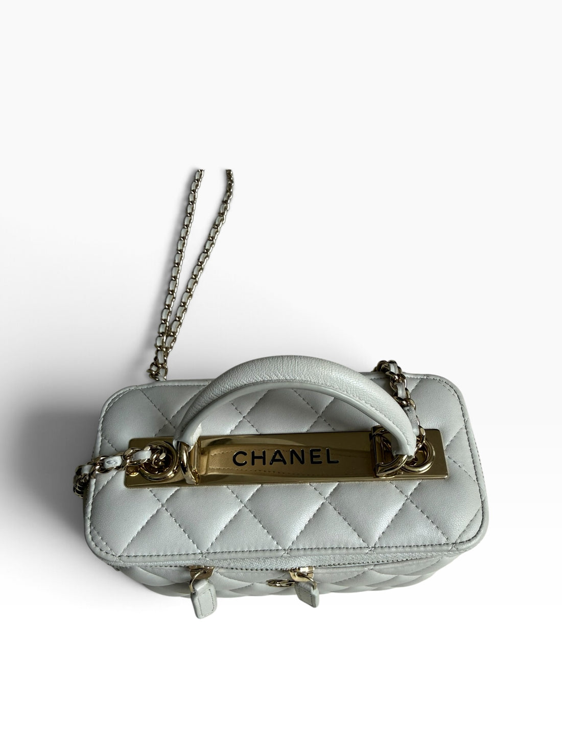 Chanel Vanity Trendy Top Handle aus weichem Lammleder in der Farbe Light Grey