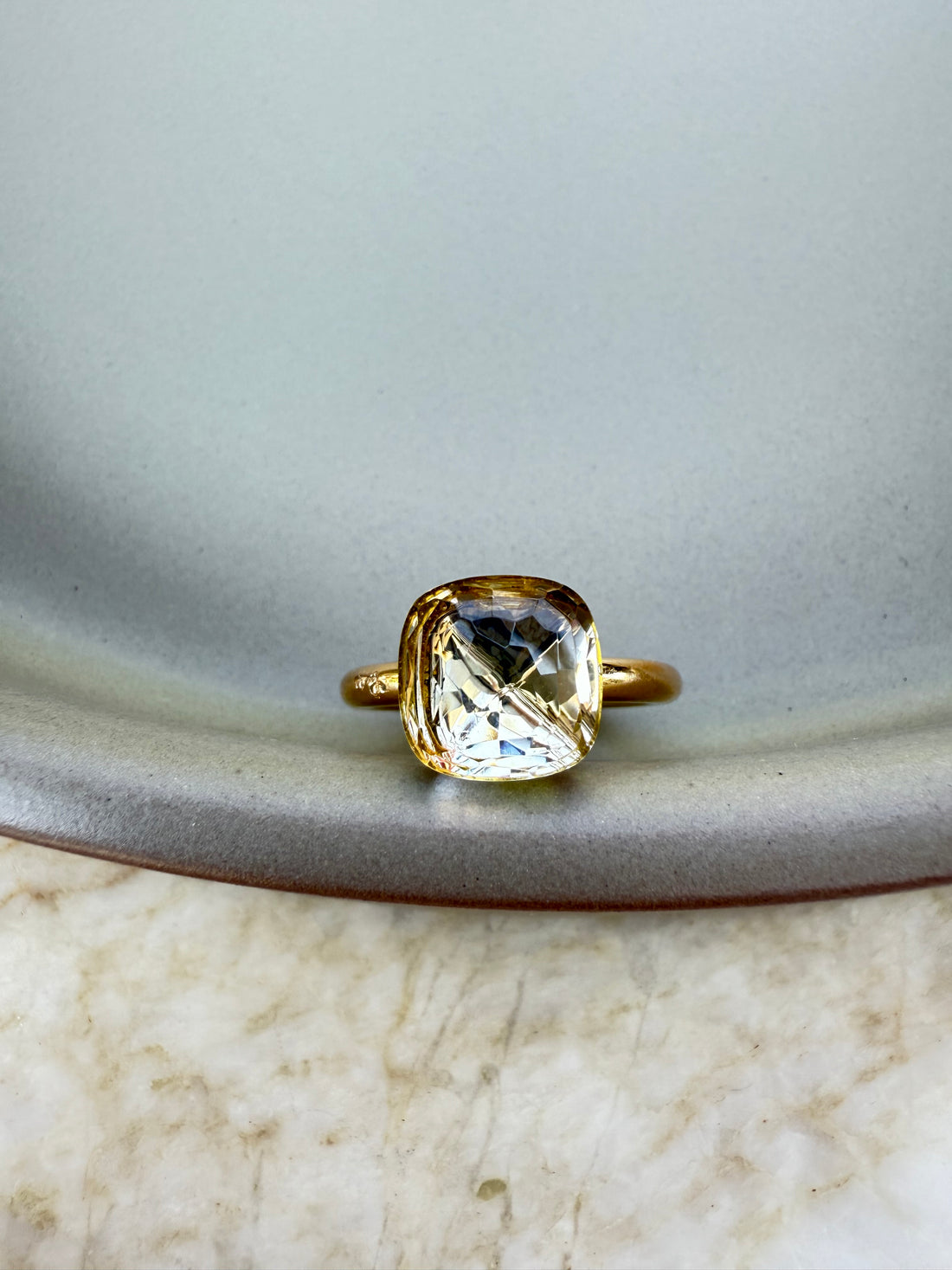 Pomellato Ring Nudo Grösse 53 in Rosegold / Weissgold mit Topaz grün