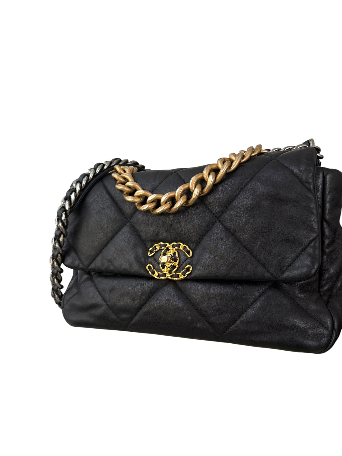 Chanel 19 aus schwarzem Lammleder Medium