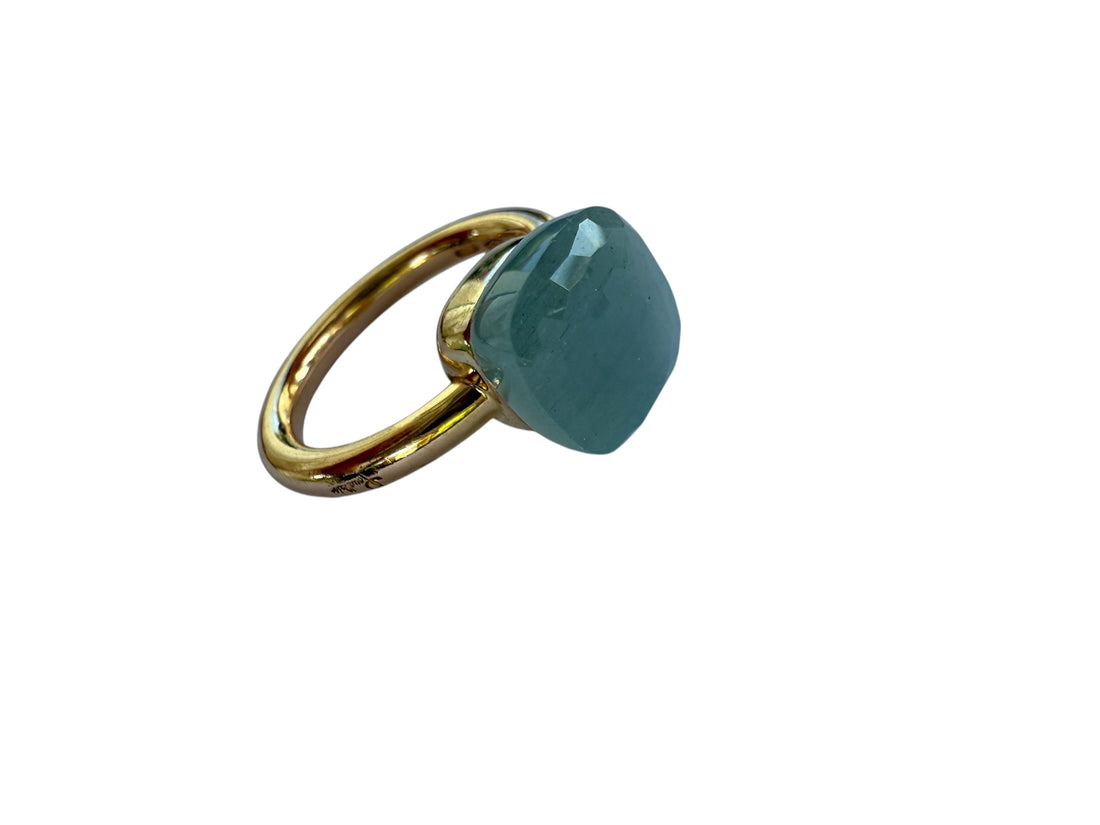 Pomellato Ring Nudo Grösse 53 in Rosegold / Weissgold mit Aquamarine Milky