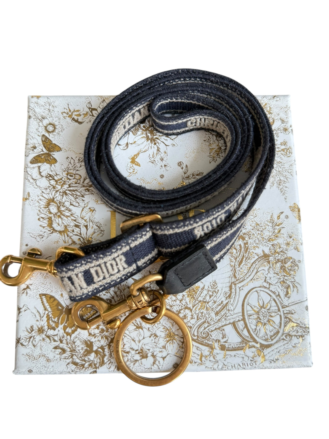 Dior Christian Dior Verstellbarer Micro Schulterriemen aus blauem Dior Oblique Jacquard