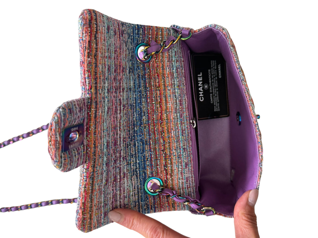 Chanel Classic Mini Rectangular aus der Kollektion 2020 aus Tweed. Multicolor - Mehrfarbig.