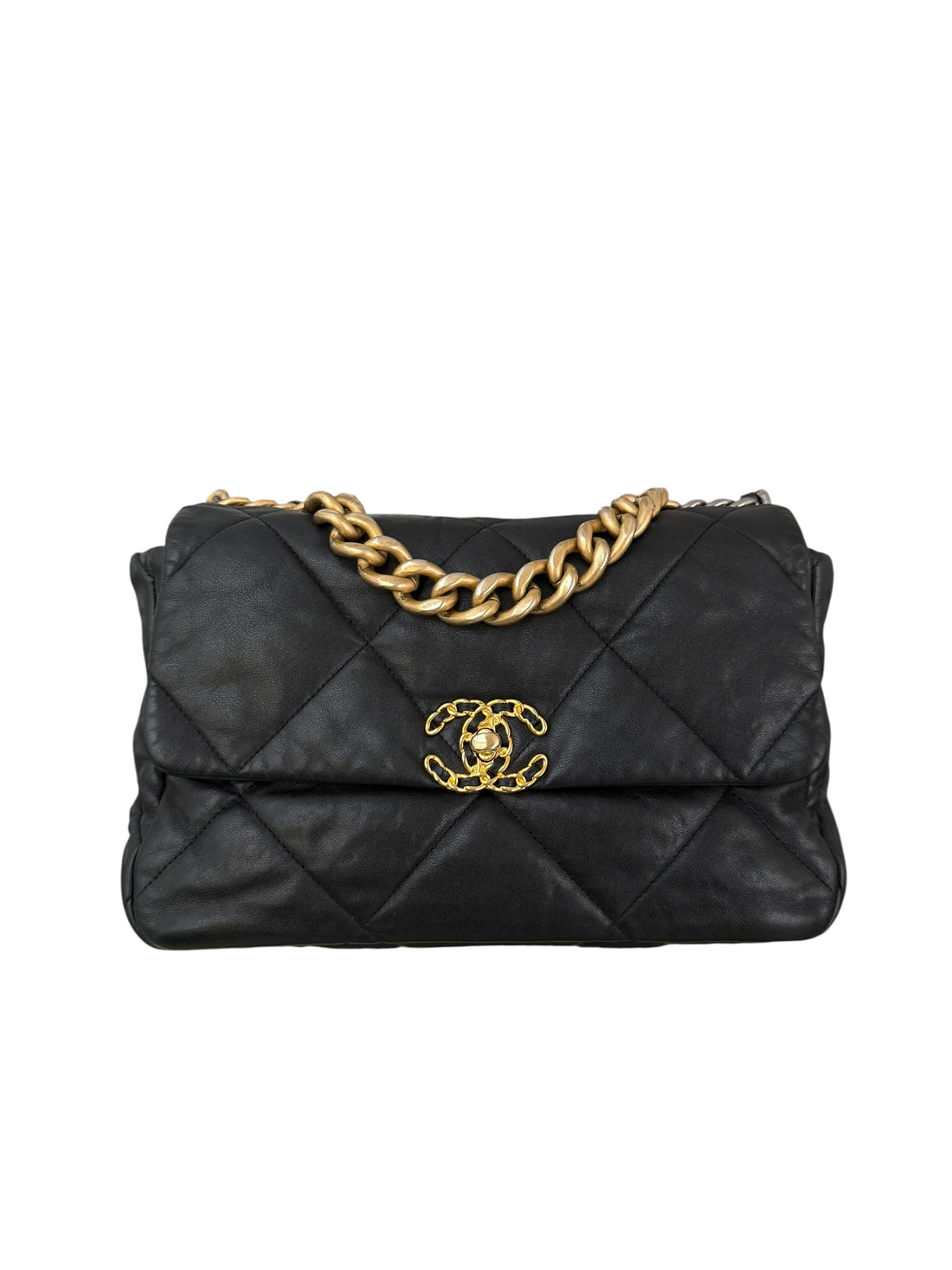 Chanel 19 aus schwarzem Lammleder Medium