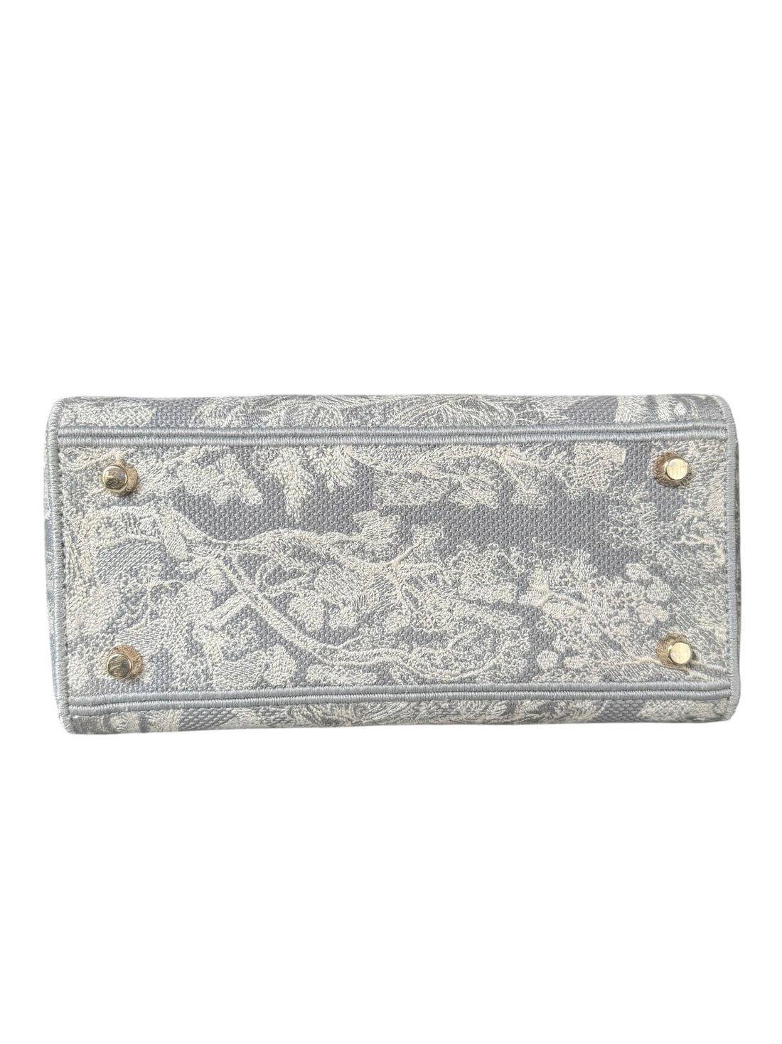 Christian Dior Lady Medium Canvas Toile De Jouy Embroidered Medium Lady D-Lite in der Farbe grau und ecru mit abnehmbarem Schulterriemen