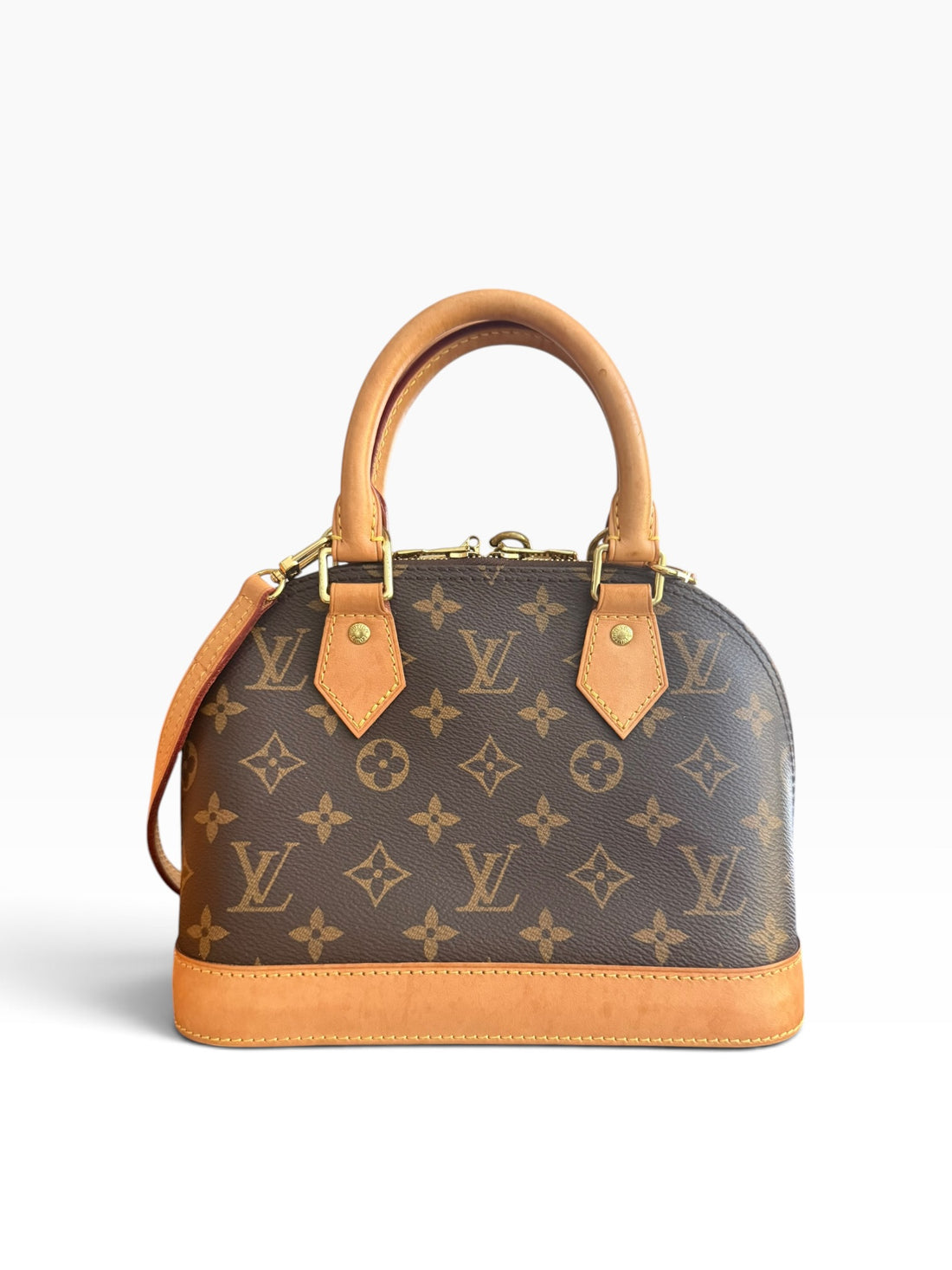 Louis Vuitton Alma BB Monogram Canvas mit abnehmbarem Schulterriemen.