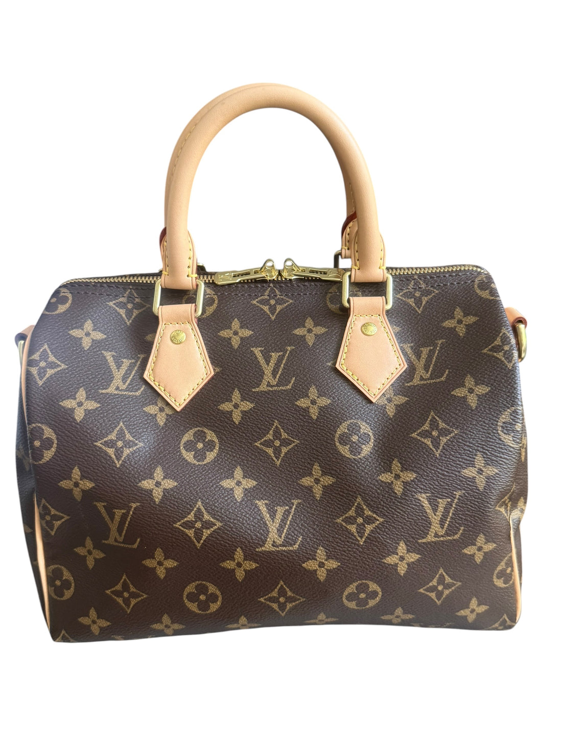 Louis Vuitton Speedy 25 in Monogram Canvas mit abnehmbarem und verstellbarem Schulterriemen.