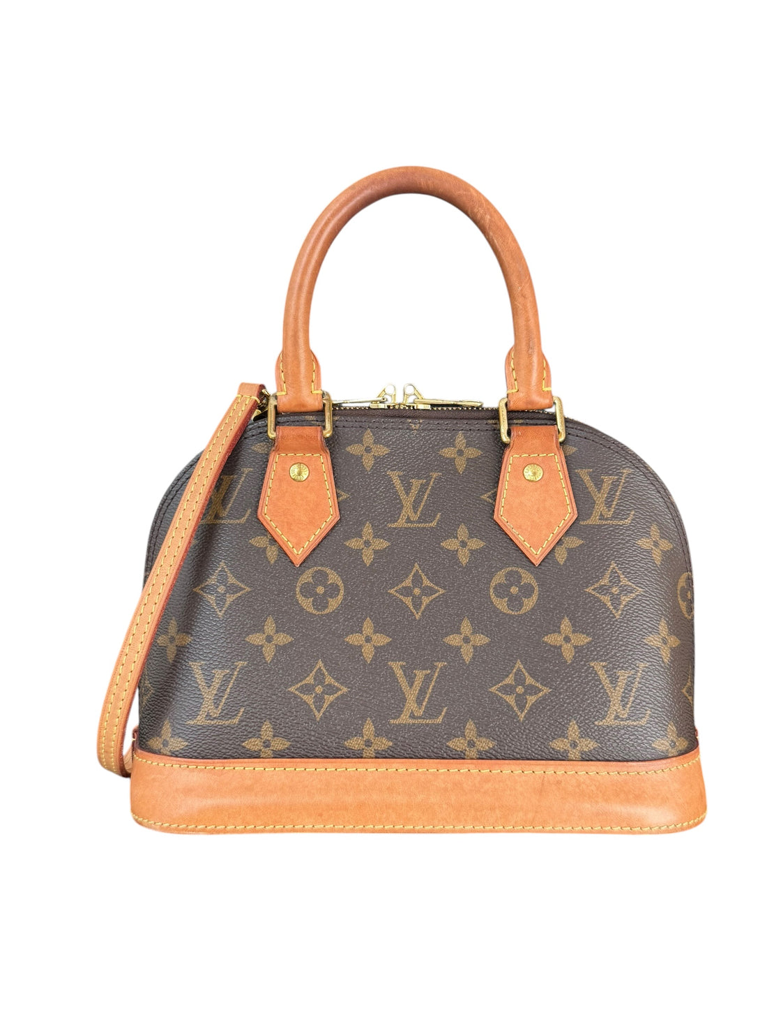 Louis Vuitton Alma BB Monogram Canvas mit abnehmbarem Schulterriemen.