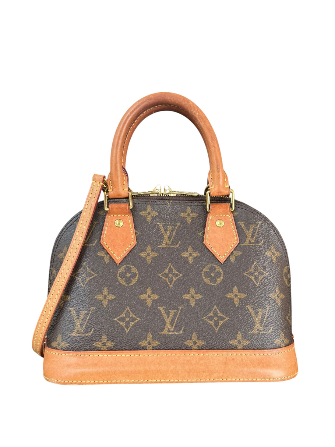 Louis Vuitton Alma BB Monogram Canvas mit abnehmbarem Schulterriemen.