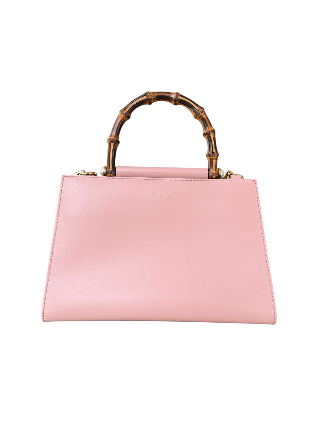 Gucci Bambus-Nymphaea-Tasche in rosa mit Bambus Griff und abnehmbarem Schulterriemen.