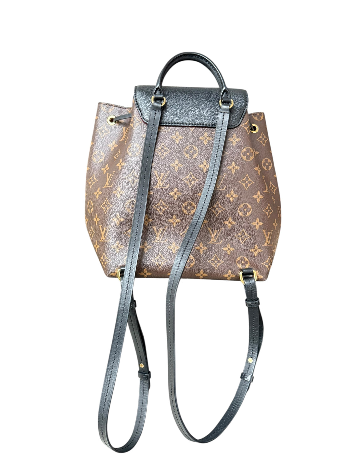 Louis Vuitton Montsouris PM Monogram schwarz. Lederbesatz. Herstellungsjahr 2021.