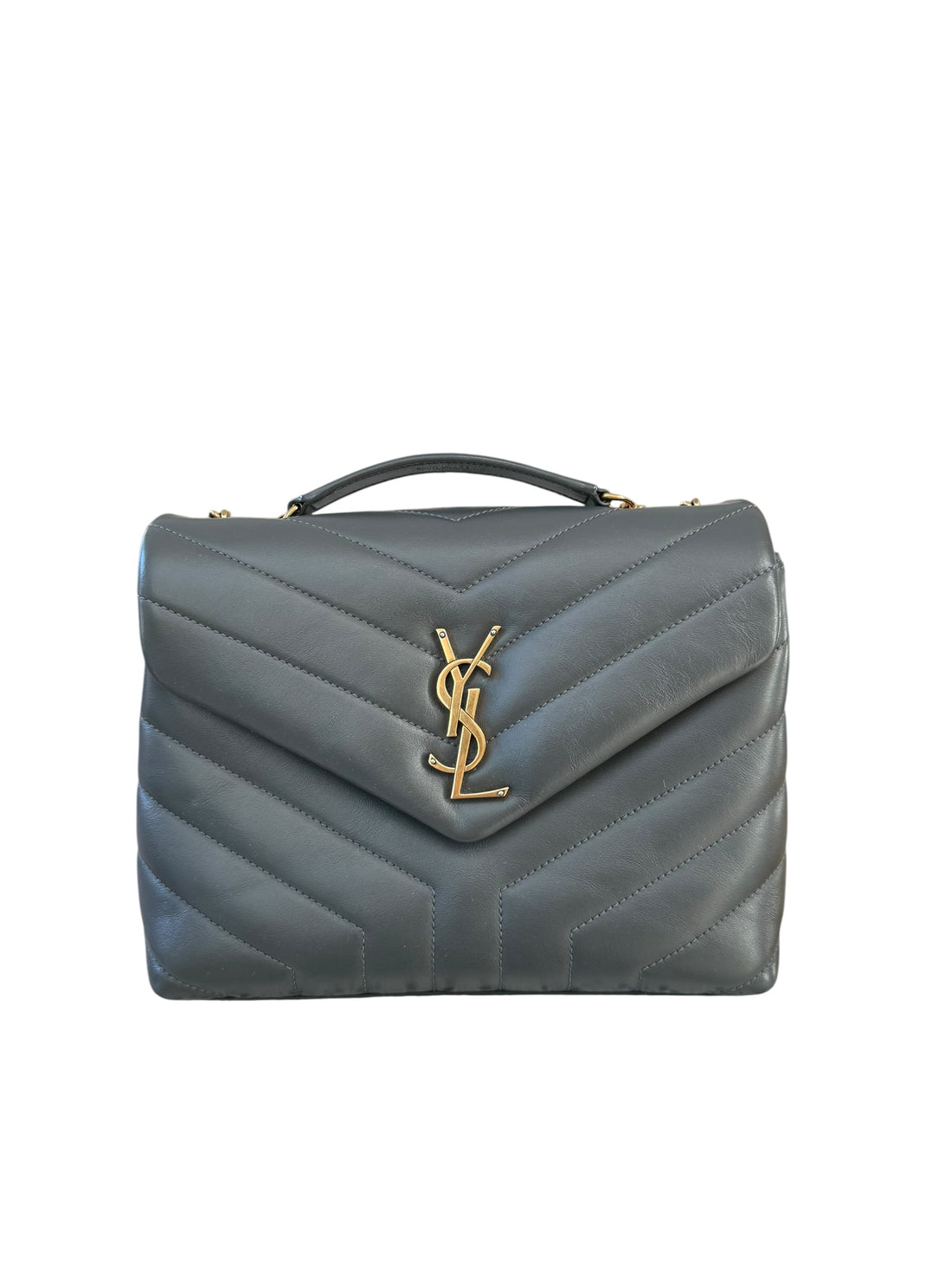 YSL Saint Laurent Loulou small grau mit goldfarbener Hardware