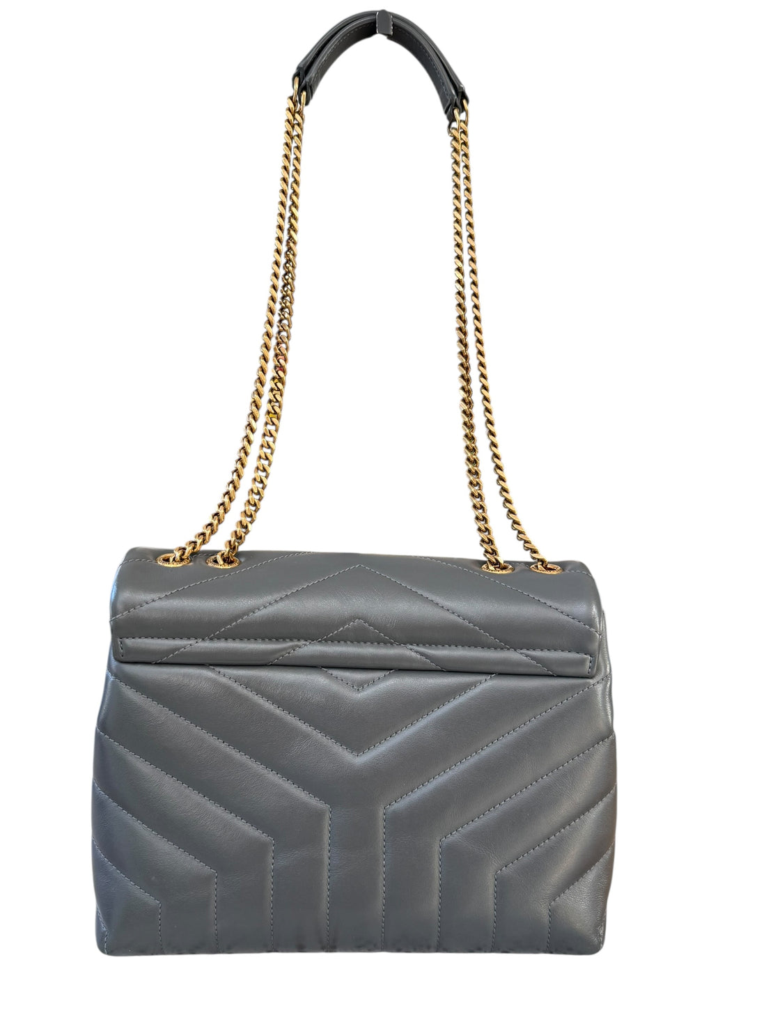 YSL Saint Laurent Loulou small grau mit goldfarbener Hardware