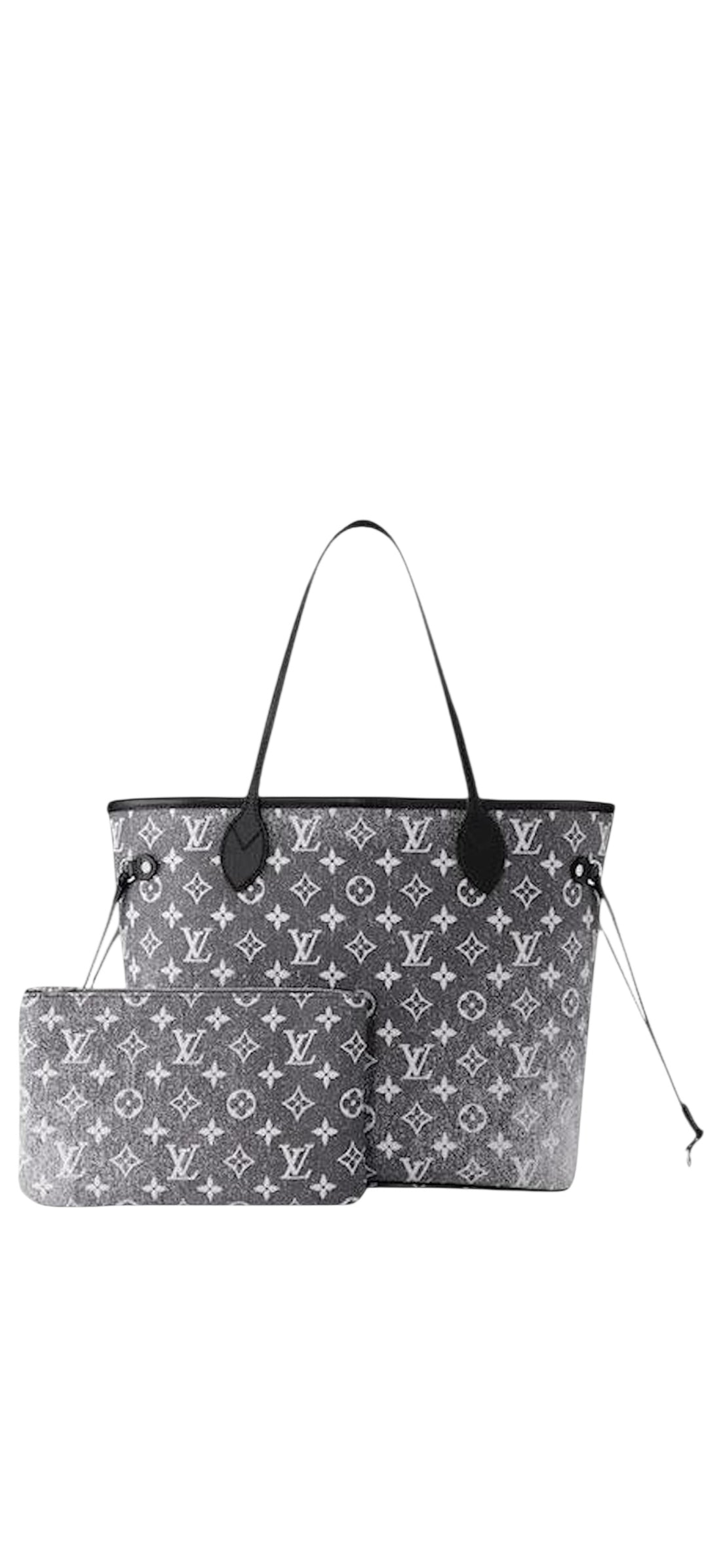 Louis Vuitton Neverfull MM Denim Monogram Jaquard in grau-schwarz
