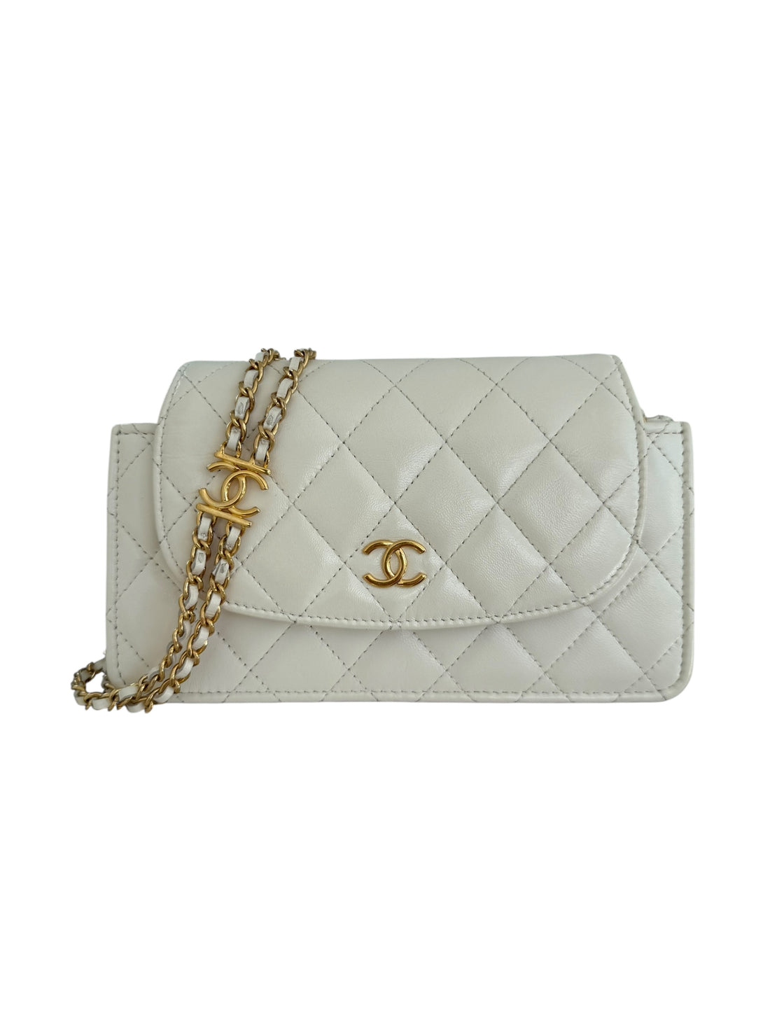 Chanel WOC Wallet on Chain in hellcreme / weiss