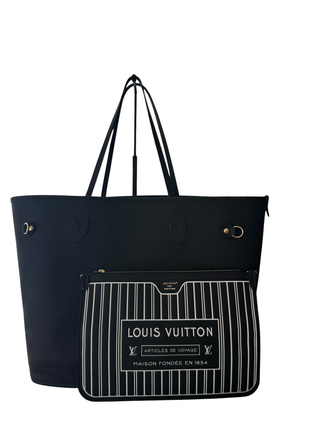 Louis Vuitton Neverfull Inside Out MM wendbare Variante mit Schulterriemen in der Farbe schwarz