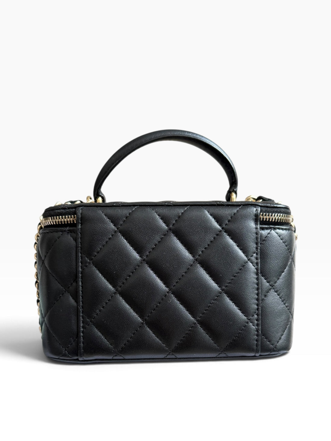 Chanel Vanity Top Handle aus schwarzem Lammleder