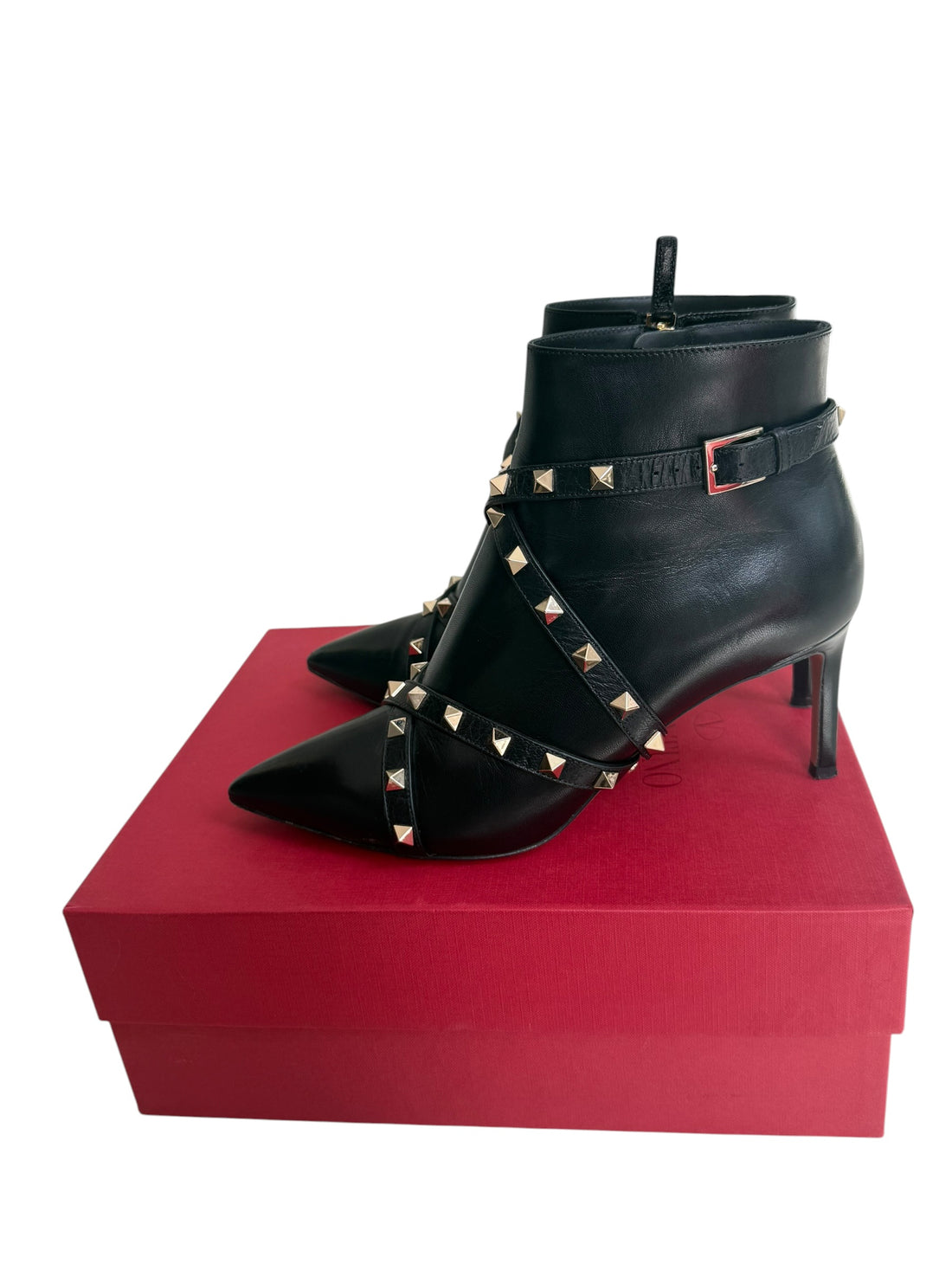 Valentino Stiefeletten Rockstud Grösse 38 1/2 aus schwarzem Leder und Nieten