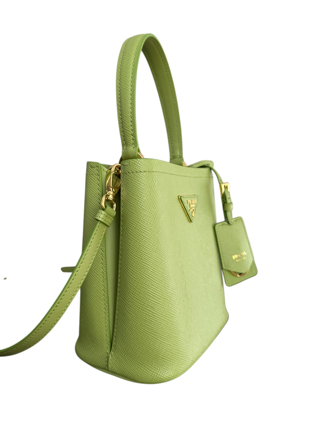 Prada Panier Minitasche aus Saffiano Leder in der Farbe Grün