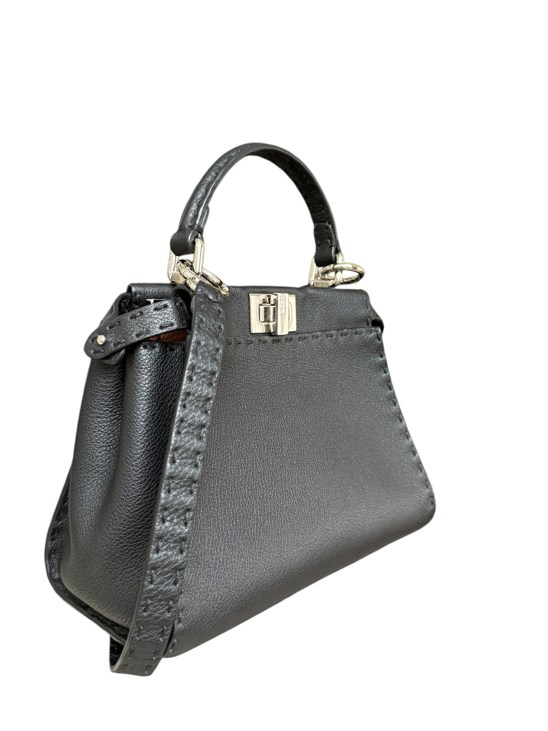Peekaboo Mini Tasche Selleria in schwarz mit 1048 handgefertigten Nähten