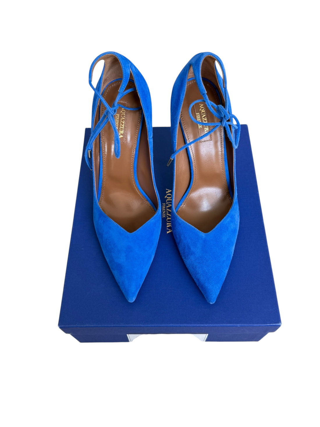 Aquazzura Alure 105 Pumps in königsblauem Veloursleder (Suede)