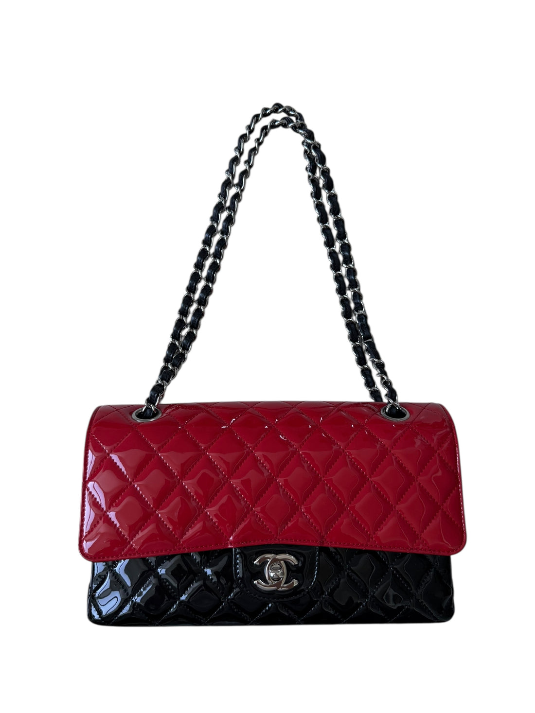 Chanel Classic Bicolor Patent Double Flap Bag