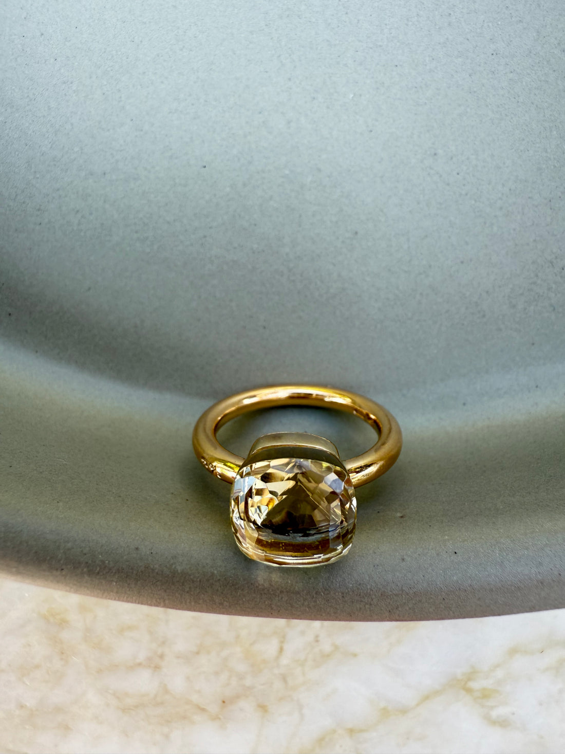 Pomellato Ring Nudo Grösse 53 in Rosegold / Weissgold mit Topaz grün