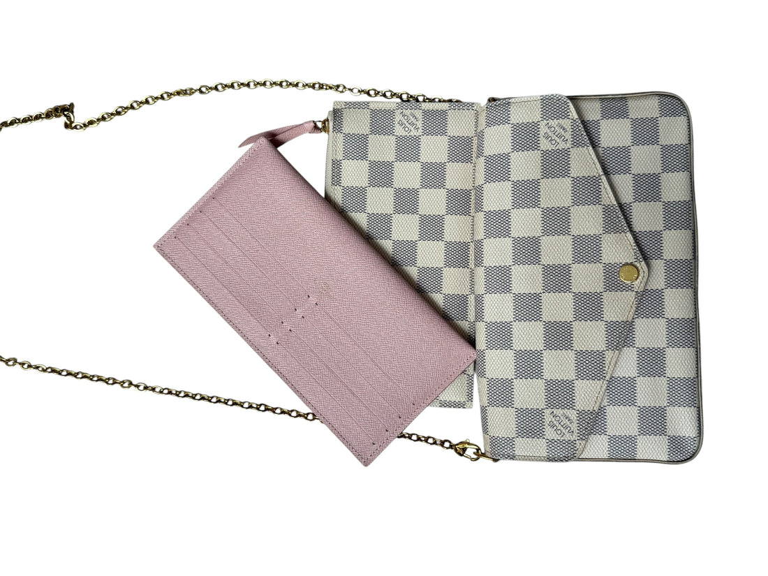 Louis Vuitton Félicie Pochette in Damier Azur Canvas mit abnehmbarer Kette