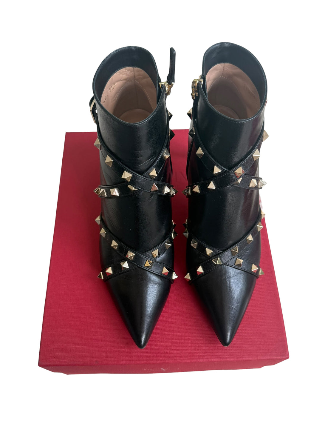 Valentino Stiefeletten Rockstud Grösse 38 1/2 aus schwarzem Leder und Nieten