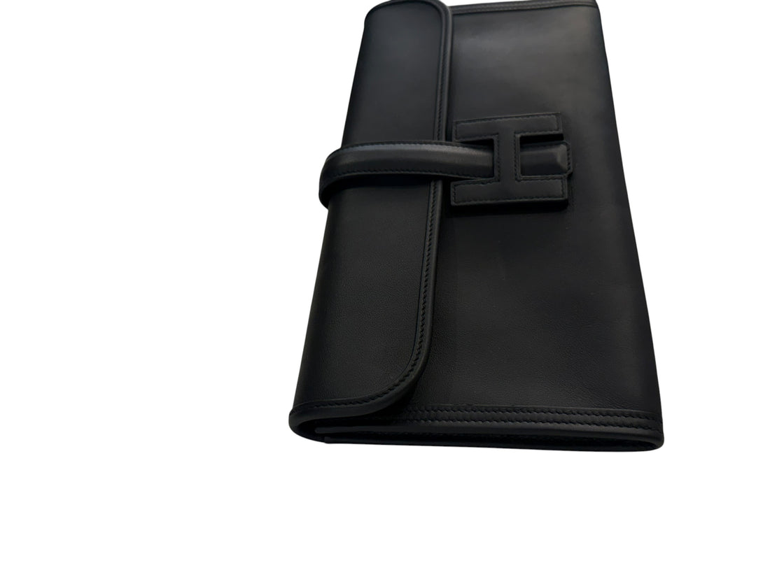 Hermès Clutch Elan Jige 29 in schwarzem Leder
