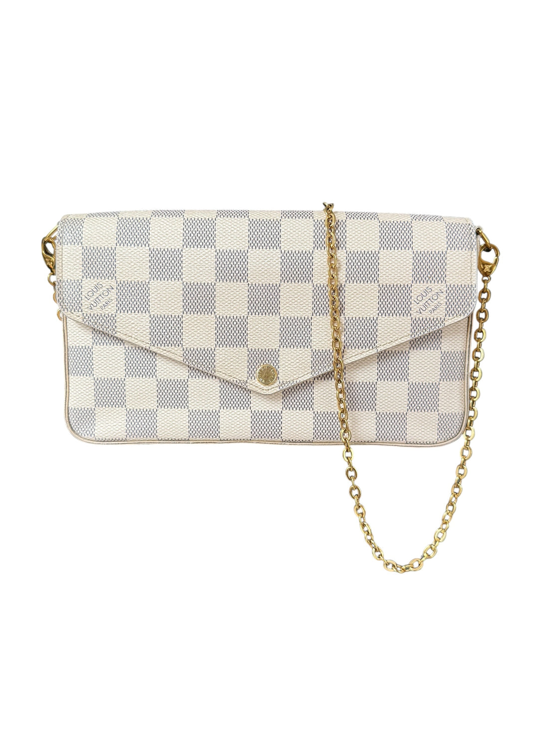 Louis Vuitton Félicie Pochette in Damier Azur Canvas mit abnehmbarer Kette
