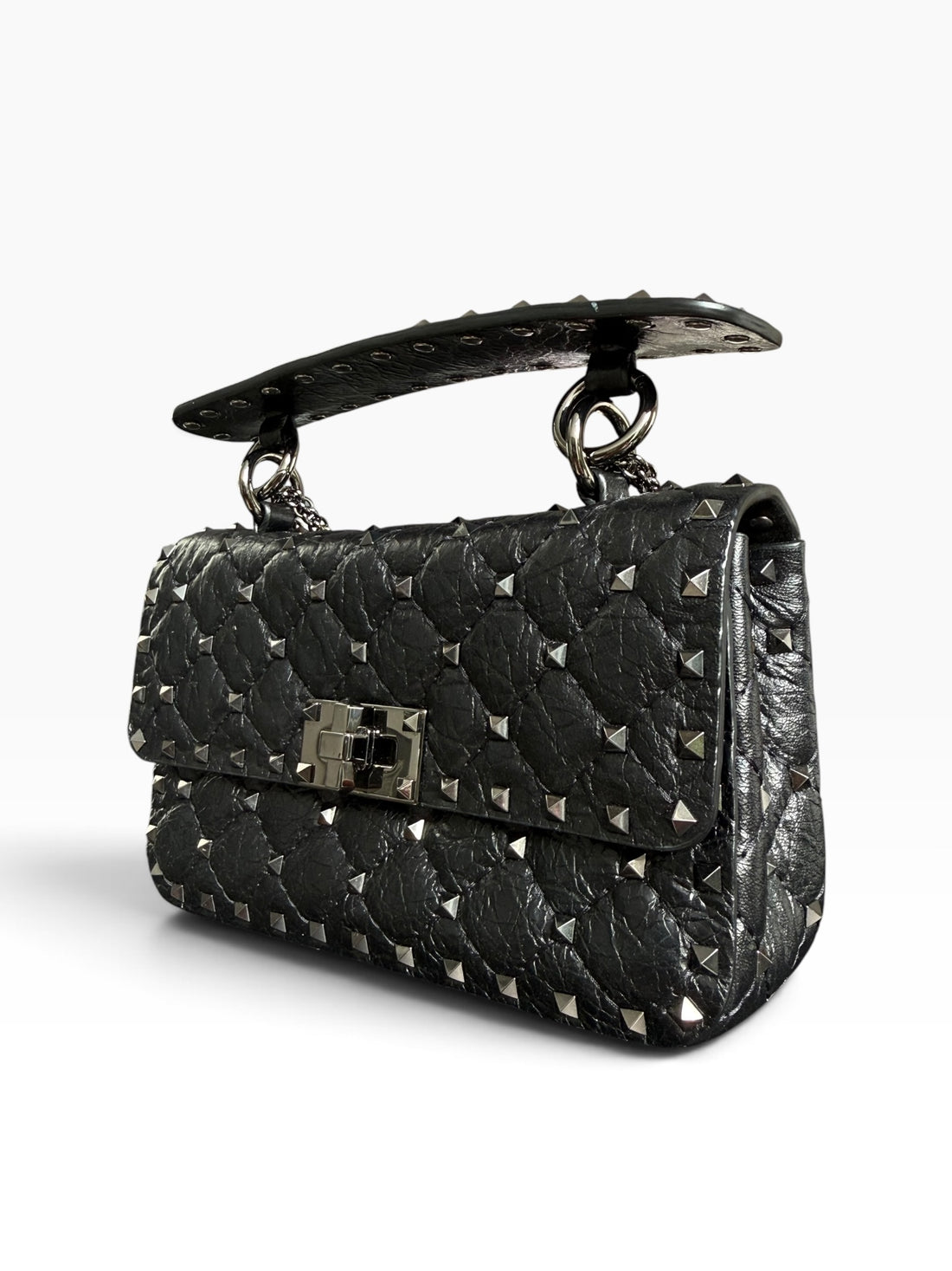 Borsa Valentino Garavani Rockstud Spike piccola Allblack soblack