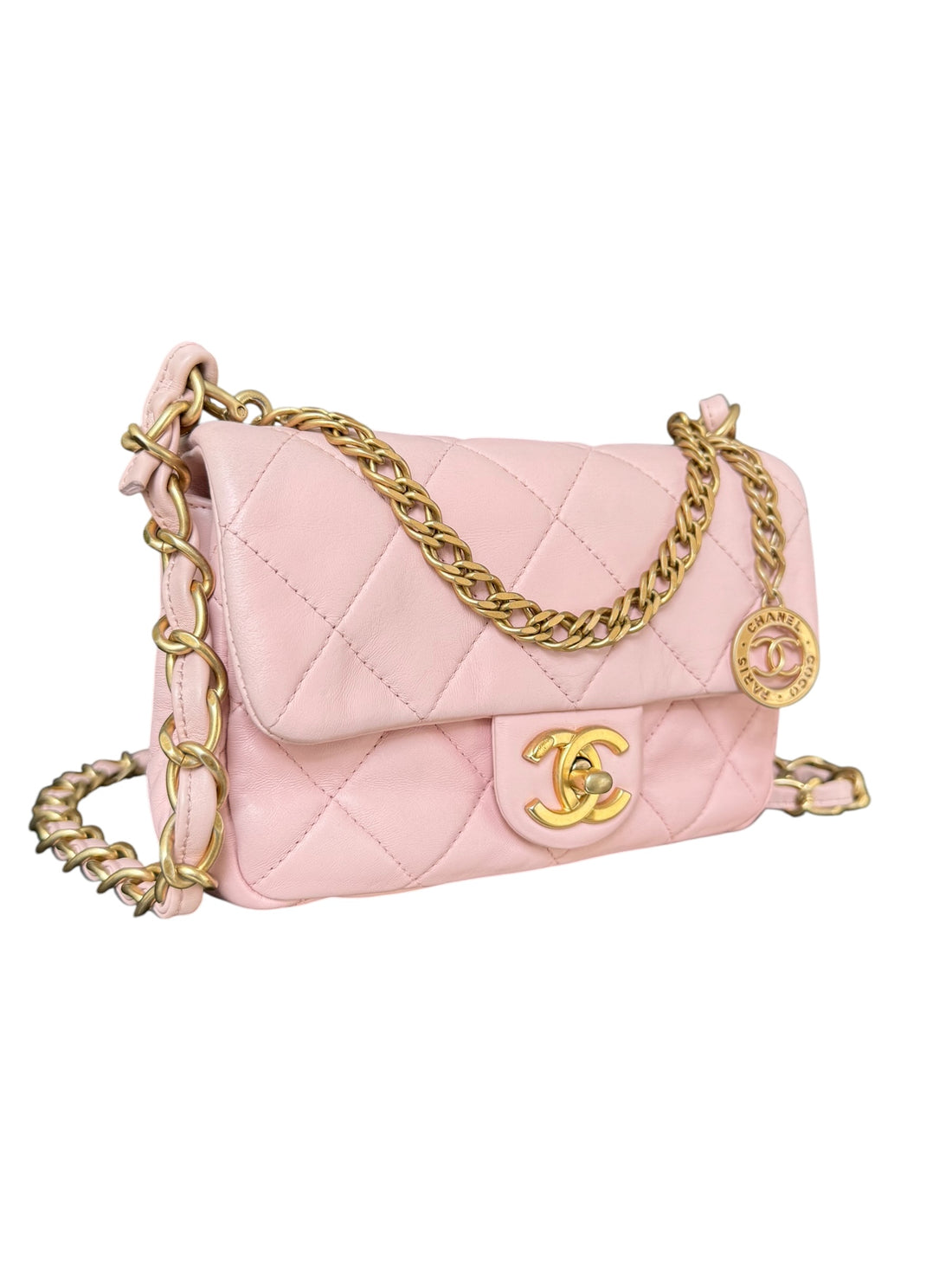 Chanel Timeless Mini Rectangular in der Farbe rosa. Lammleder