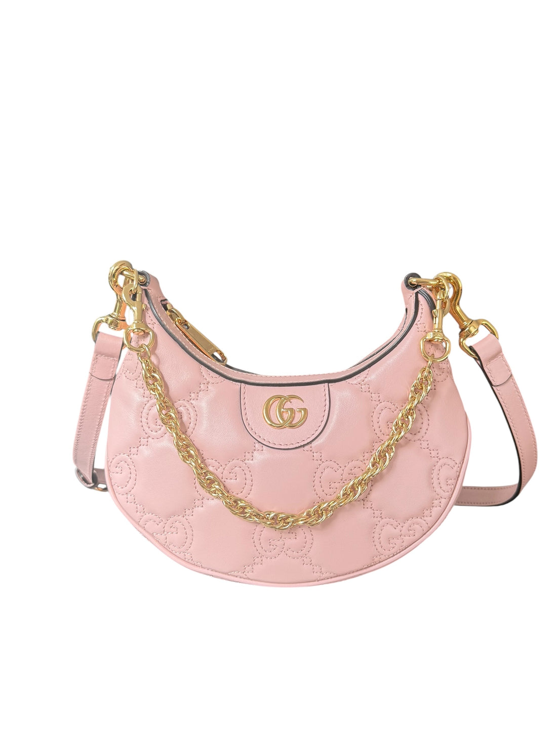 Gucci Mini Schultertasche aus GG Matelasse mit abnehmbarem und verstellbarem Schulterriemen.