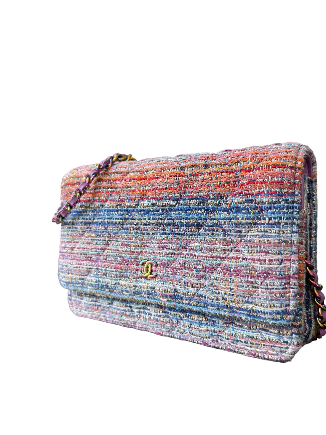 CHANEL WOC Wallet on Chain aus farbigem Tweed und farbiger Hardware