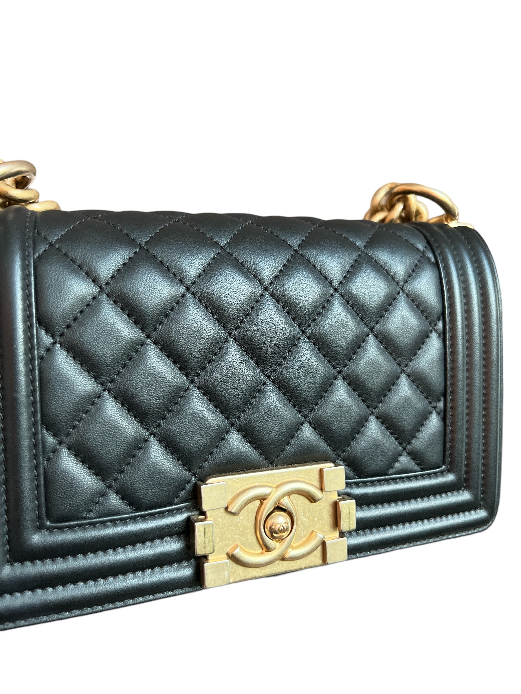 Small chanel boy bag gold hardware sale