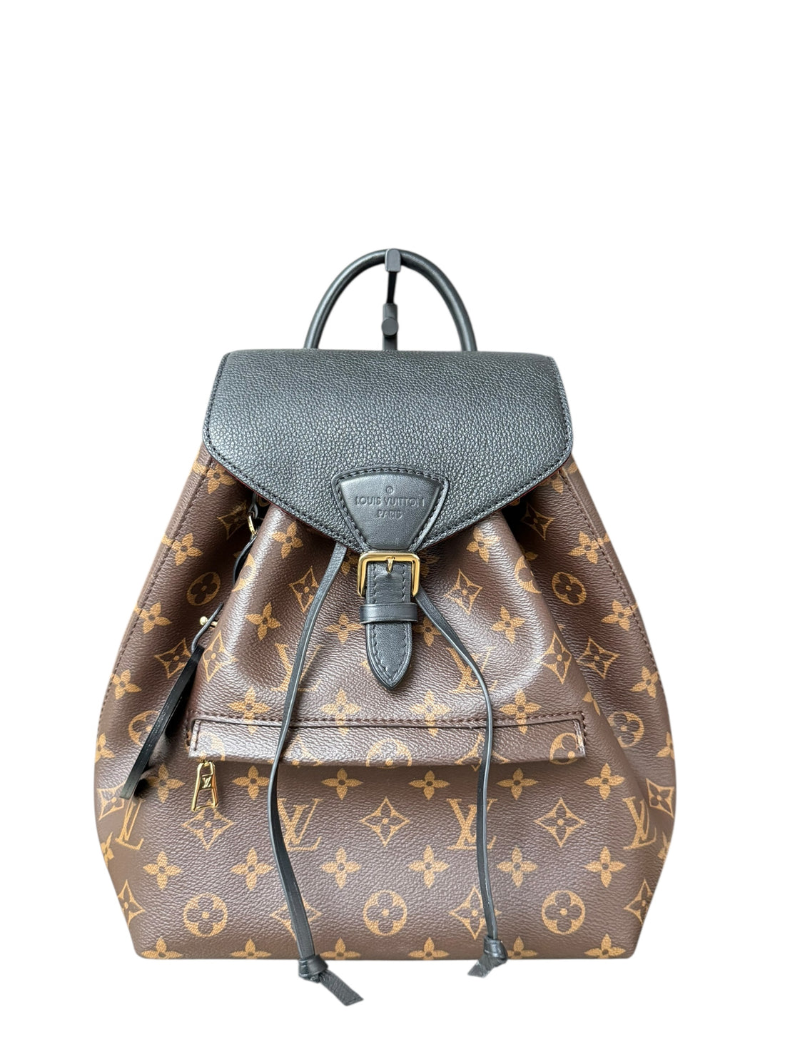 Louis Vuitton Montsouris PM Monogram schwarz. Lederbesatz. Herstellungsjahr 2021.