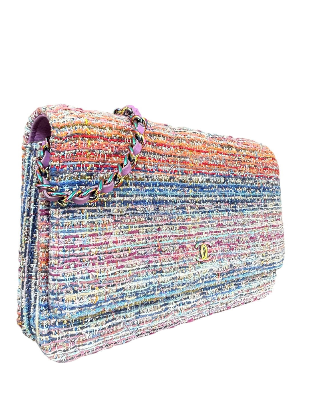 CHANEL WOC Wallet on Chain aus farbigem Tweed und farbiger Hardware